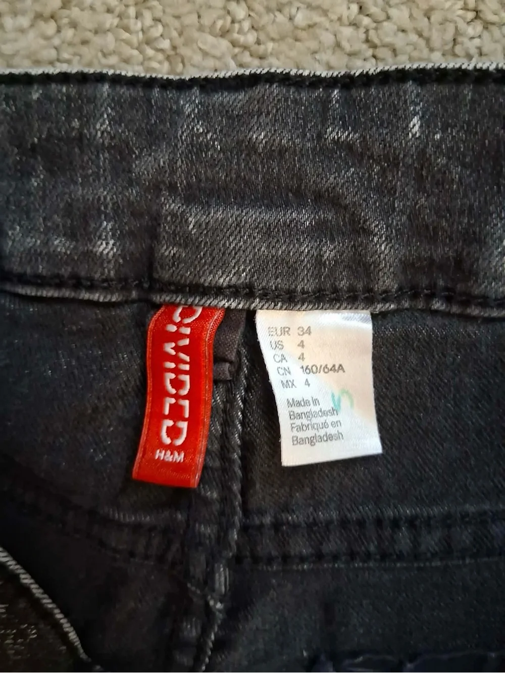 H&M High-Rise Black Washed Denim Shorts